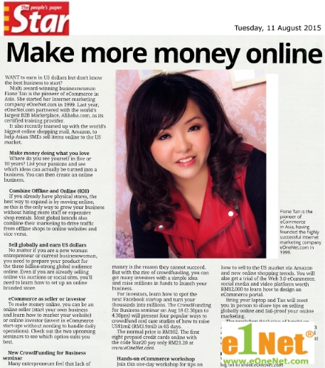 Make Money Online - The Star 11 August 2015